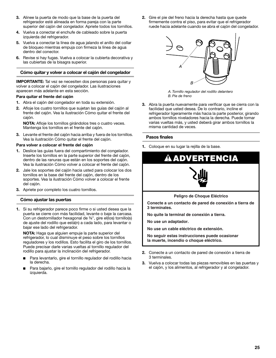 Advertencia | Maytag MFT2771XEB User Manual | Page 25 / 61