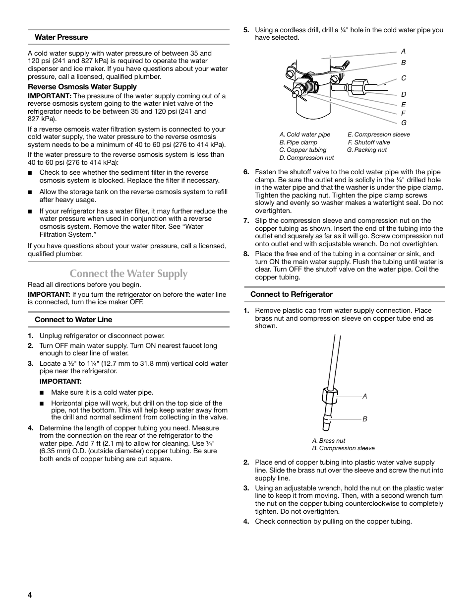 Connect the water supply | Maytag MFT2771XEB User Manual | Page 4 / 61