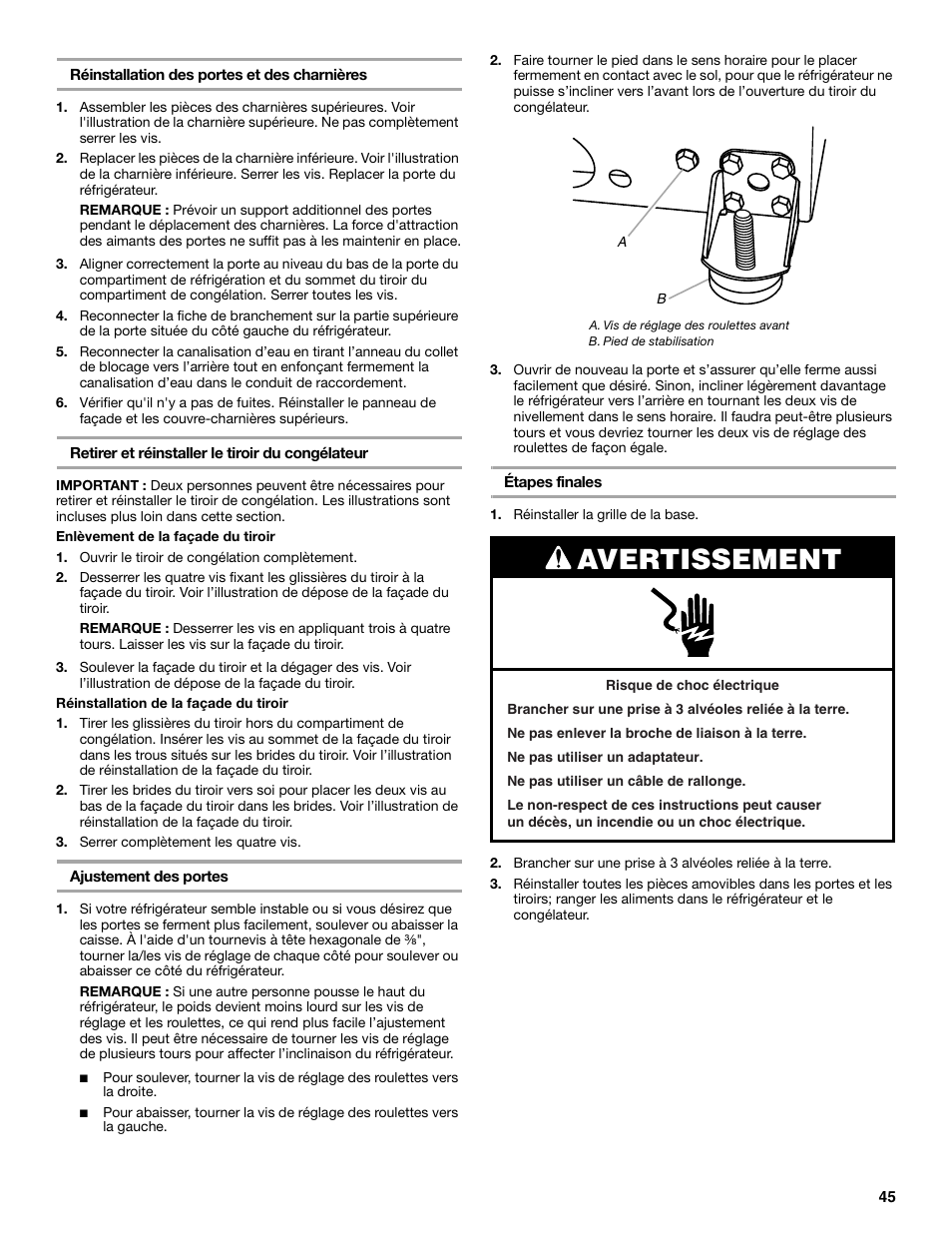 Avertissement | Maytag MFT2771XEB User Manual | Page 45 / 61