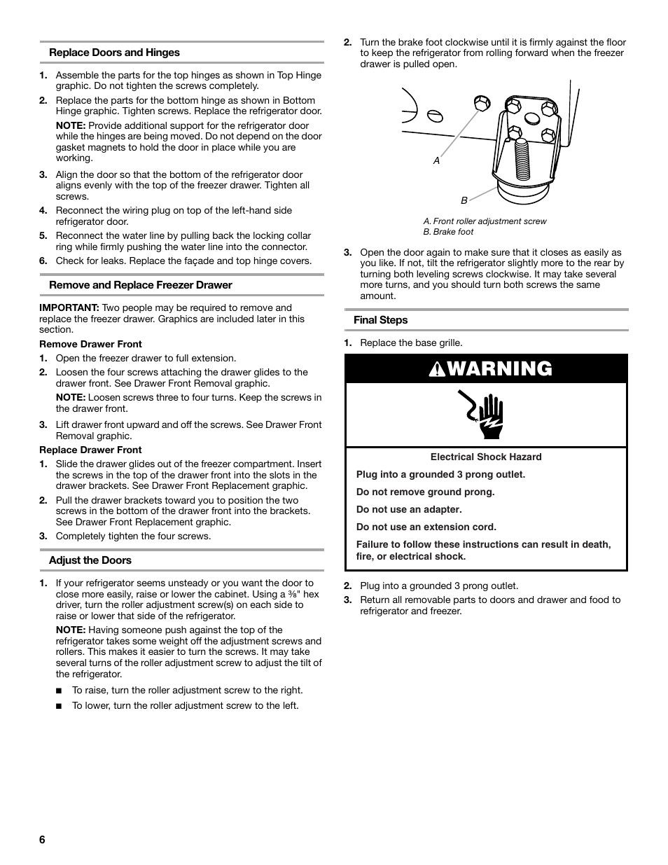 Warning | Maytag MFT2771XEB User Manual | Page 6 / 61