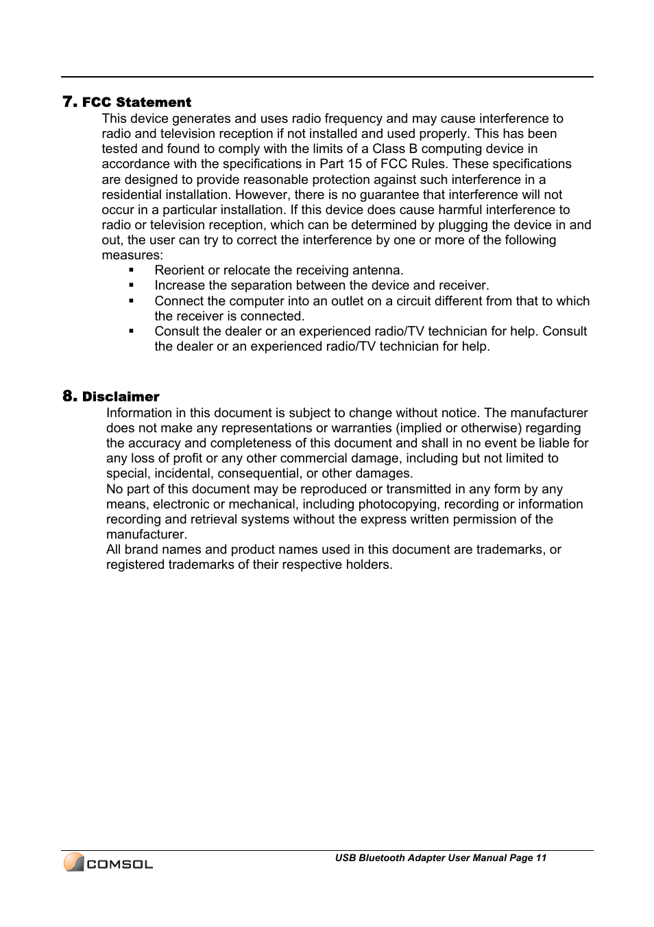 COMSOL UBT-120 User Manual | Page 12 / 12