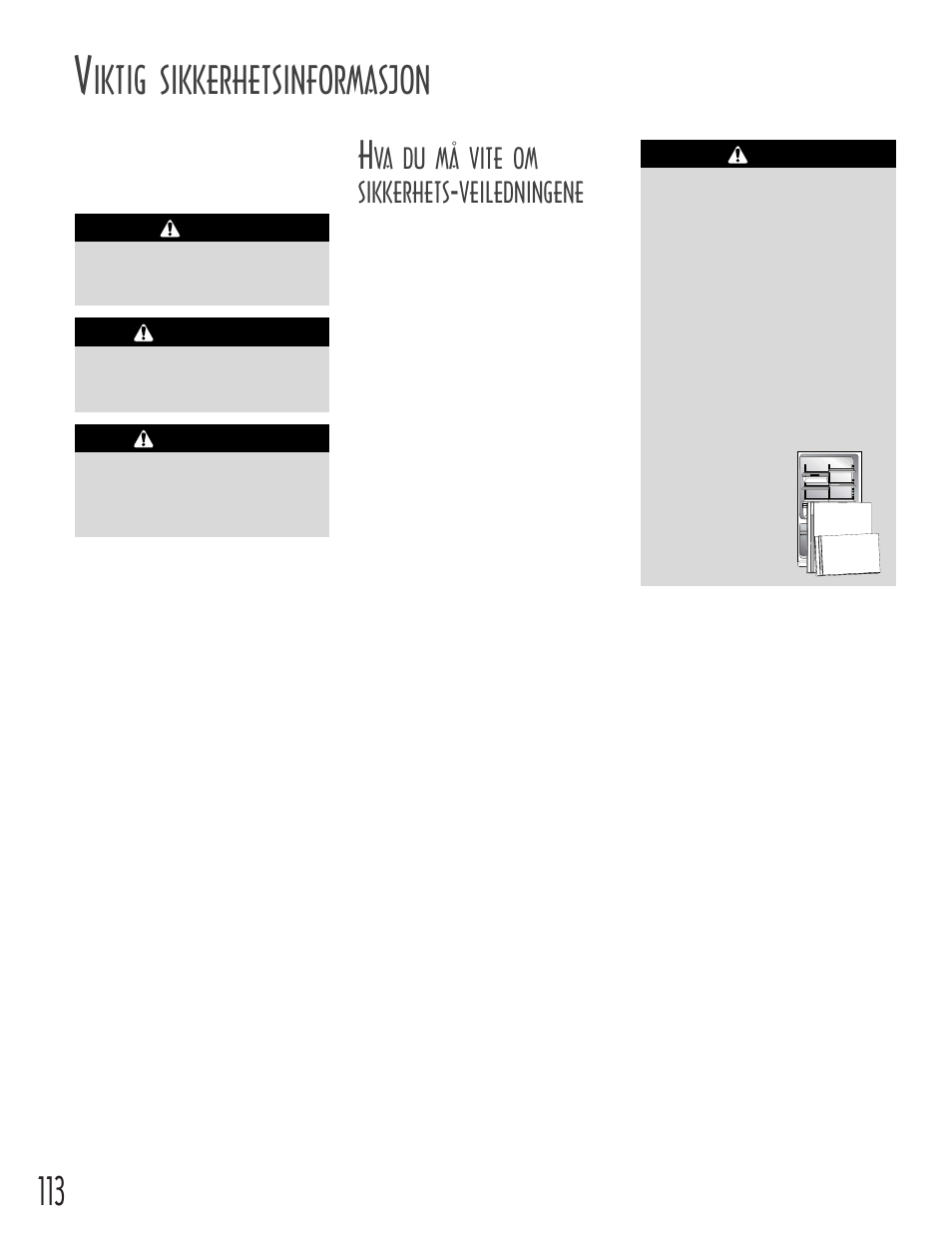 113 h, Iktig sikkerhetsinformasjon, Va du må vite om sikkerhets | Veiledningene | Maytag MB1927PEHB User Manual | Page 114 / 184