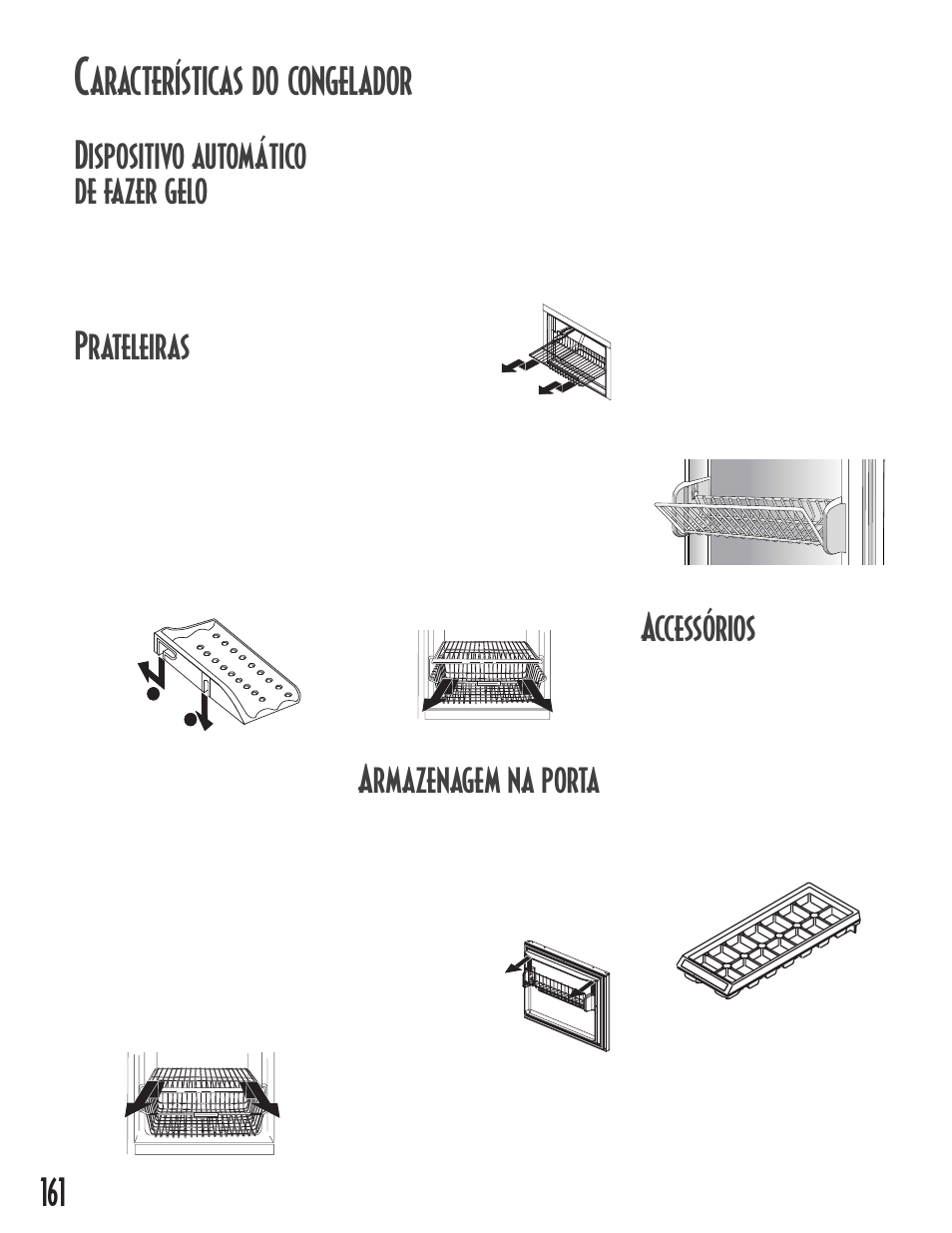 Prateleiras, Armazenagem na porta, Accessórios | Maytag MB1927PEHB User Manual | Page 162 / 184