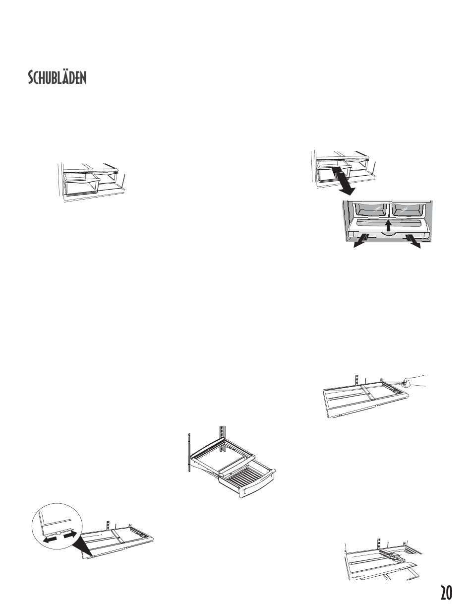 20 schubläden, Obst- und gemüseschalen mit feuchtigkeitskontrolle, Schubläden mit temperaturregelung | Imbissfach | Maytag MB1927PEHB User Manual | Page 21 / 184