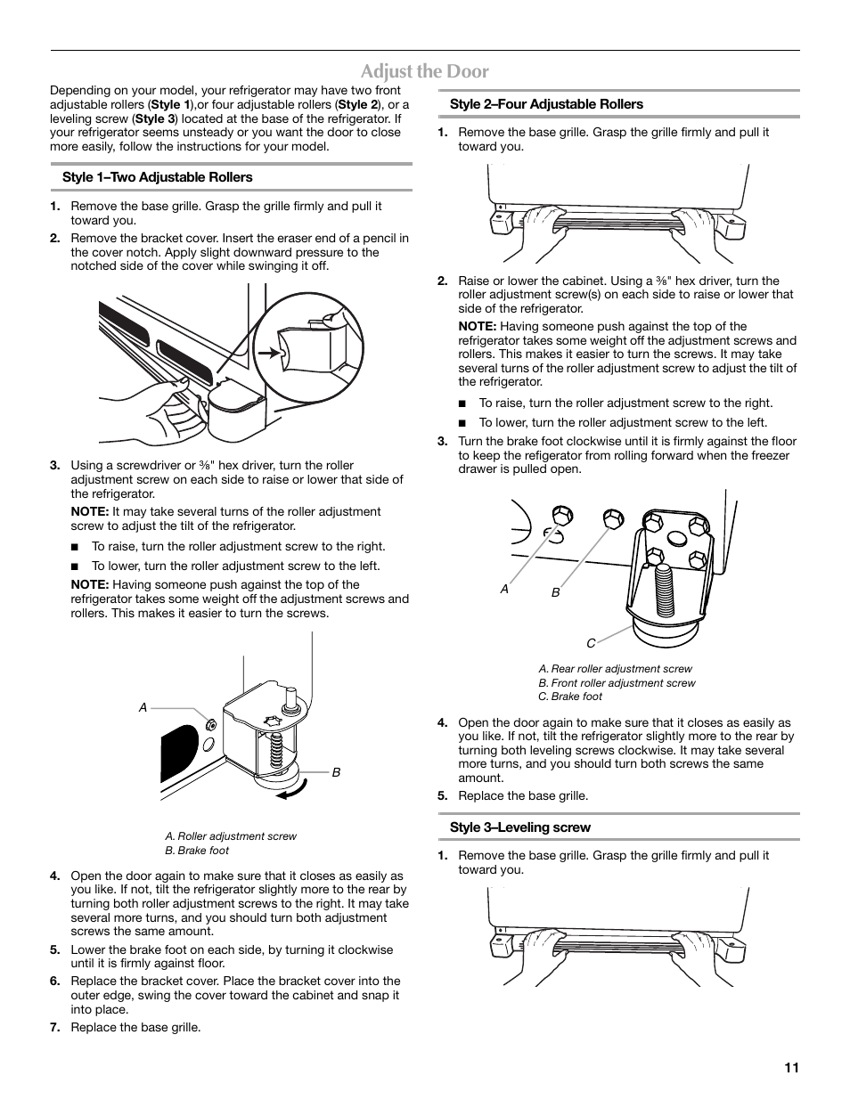Adjust the door | Maytag MBF2562HEW User Manual | Page 11 / 66