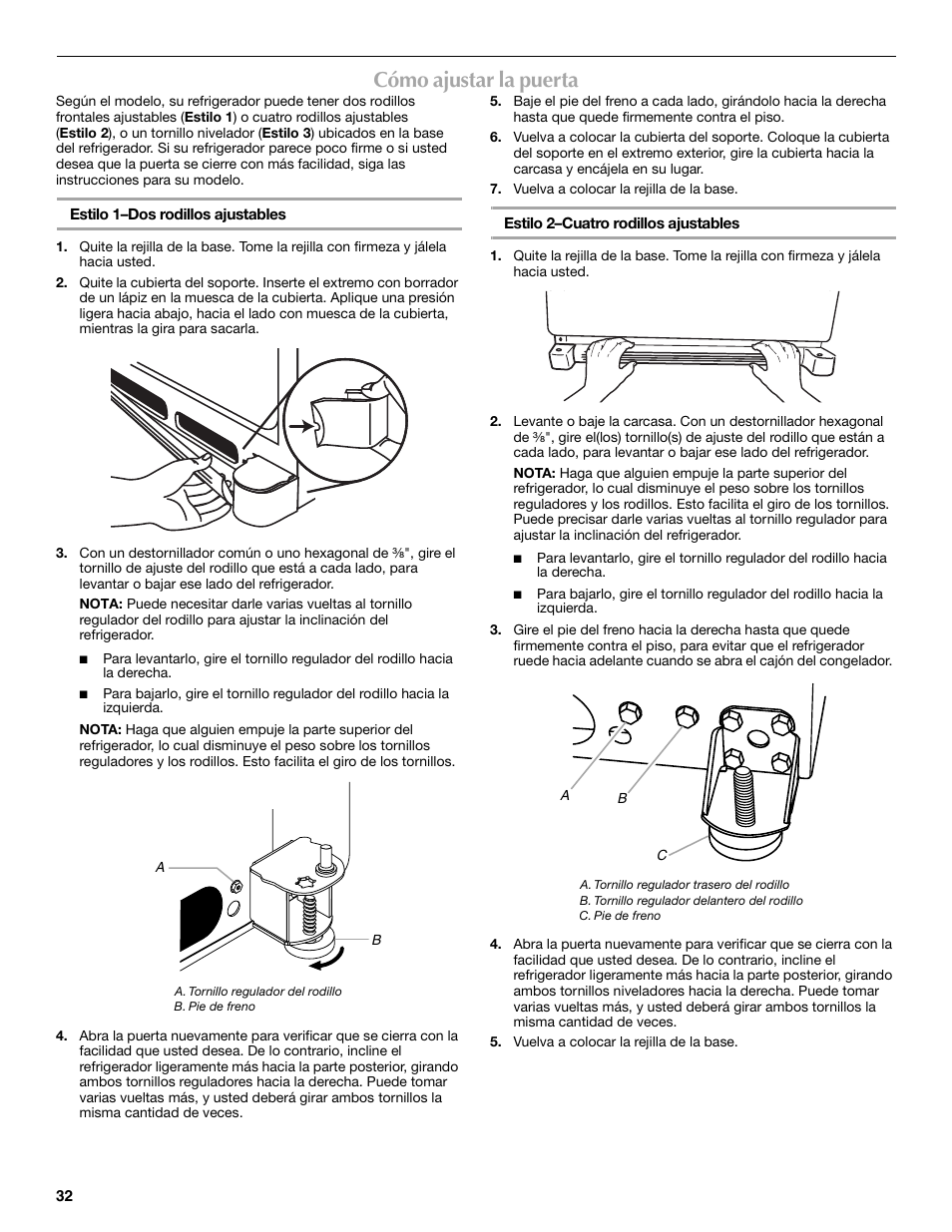 Cómo ajustar la puerta | Maytag MBF2562HEW User Manual | Page 32 / 66