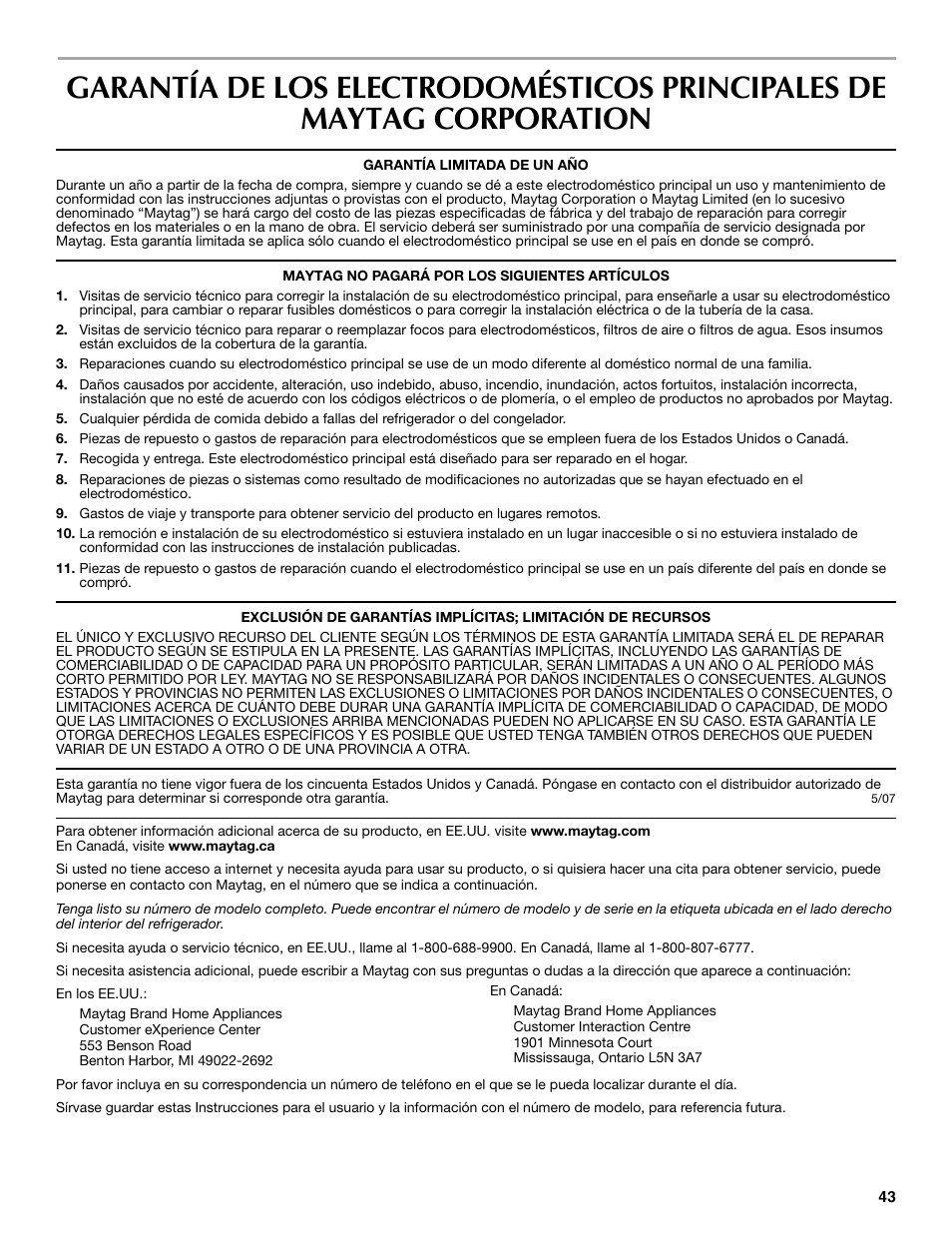 Maytag MBF2562HEW User Manual | Page 43 / 66