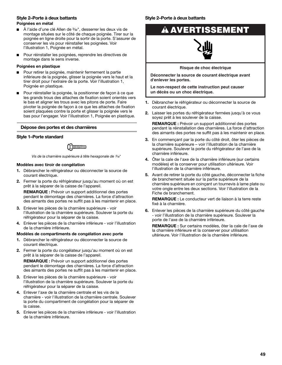 Avertissement | Maytag MBF2562HEW User Manual | Page 49 / 66