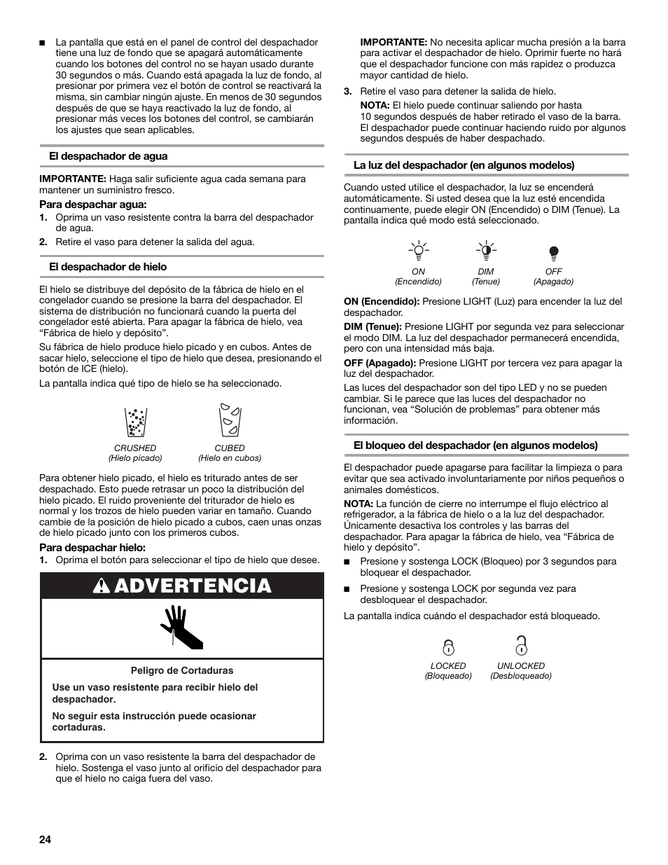 Advertencia | Maytag MSD2254VEW User Manual | Page 24 / 53