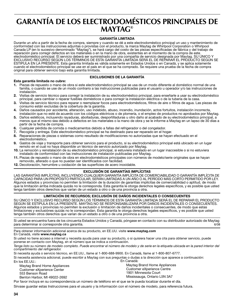 Maytag MSD2254VEW User Manual | Page 34 / 53