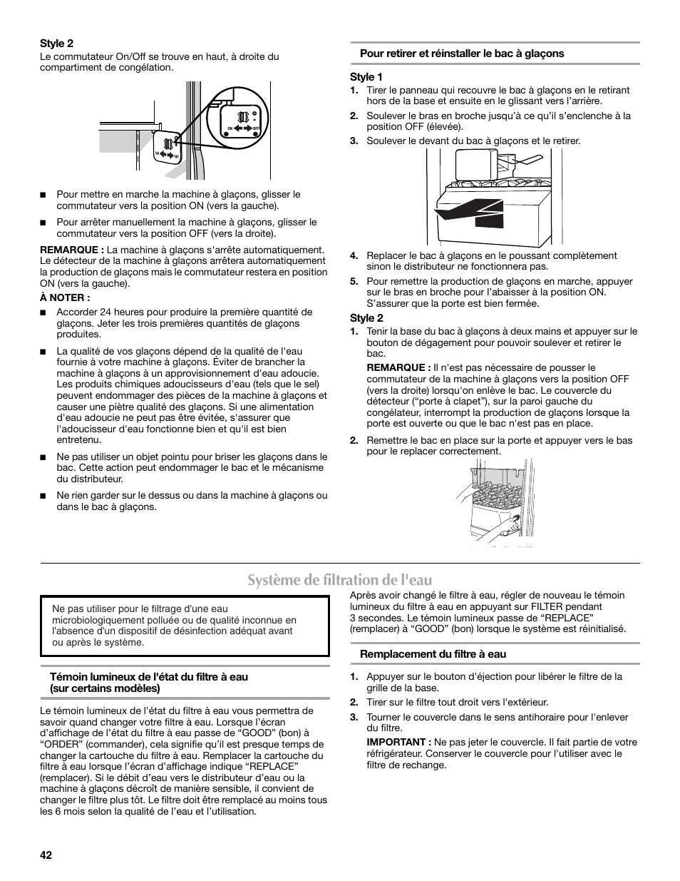 Système de filtration de l'eau | Maytag MSD2254VEW User Manual | Page 42 / 53