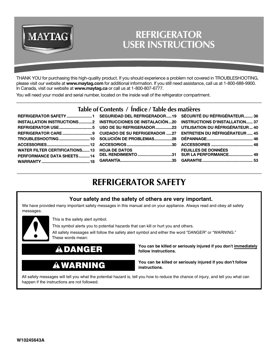 Maytag MSD2530WEB User Manual | 54 pages