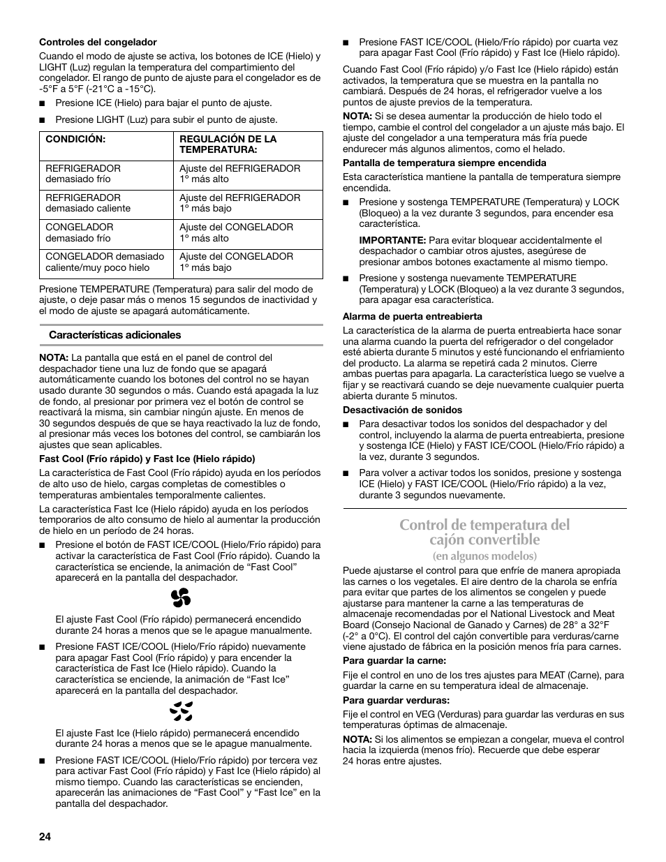 Control de temperatura del cajón convertible | Maytag MSD2530WEB User Manual | Page 24 / 54