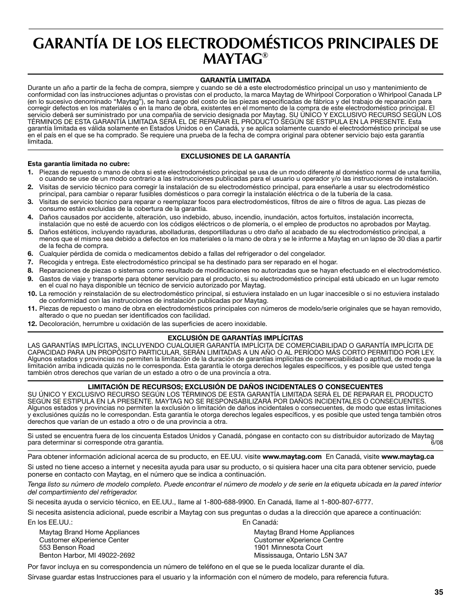 Maytag MSD2530WEB User Manual | Page 35 / 54