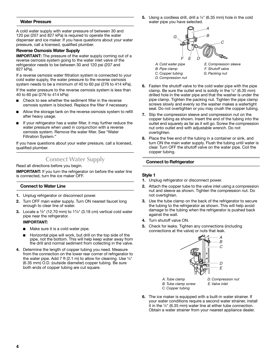 Connect water supply | Maytag MSD2530WEB User Manual | Page 4 / 54