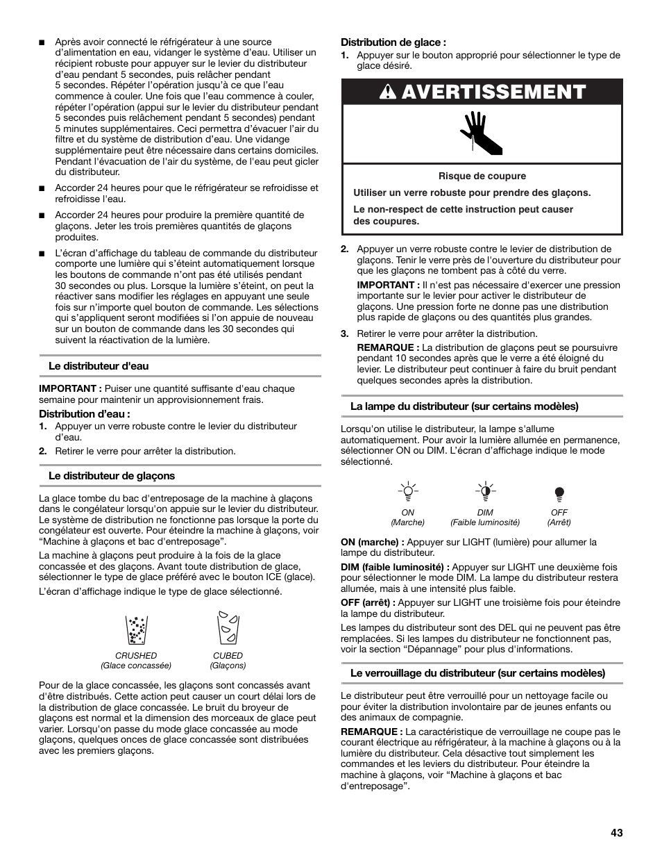Avertissement | Maytag MSD2530WEB User Manual | Page 43 / 54