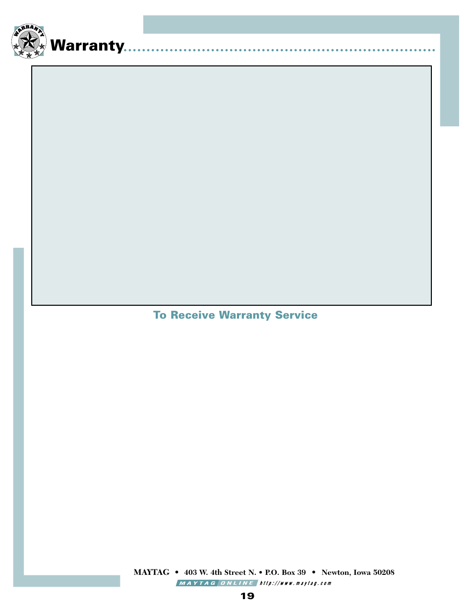 Warranty | Maytag MSD2434HEQ User Manual | Page 20 / 60