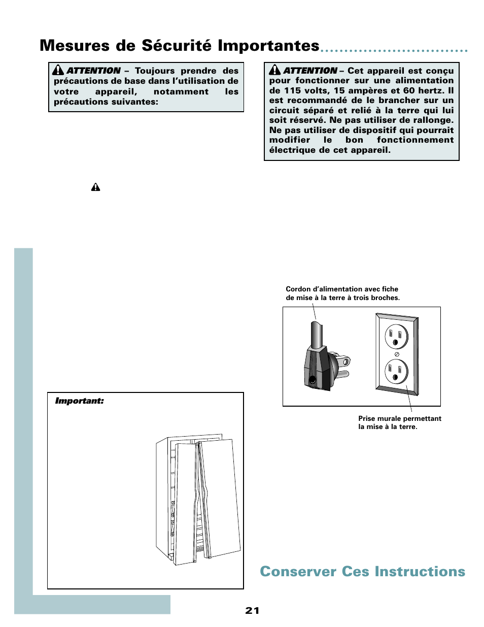 Mesures de sécurité importantes, Conserver ces instructions | Maytag MSD2434HEQ User Manual | Page 22 / 60