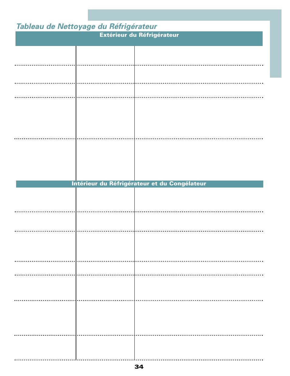 Tableau de nettoyage du réfrigérateur | Maytag MSD2434HEQ User Manual | Page 35 / 60