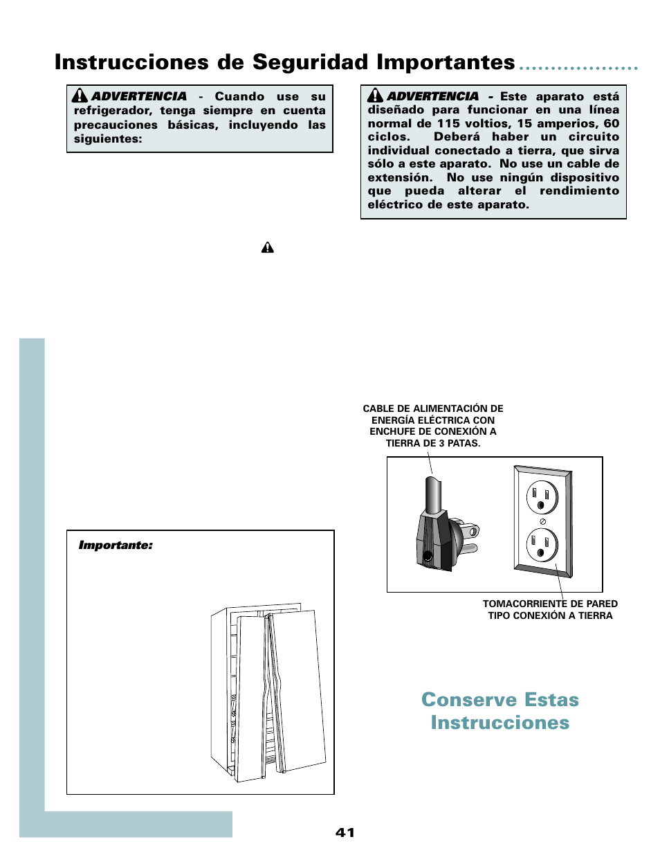 Instrucciones de seguridad importantes, Conserve estas instrucciones | Maytag MSD2434HEQ User Manual | Page 42 / 60