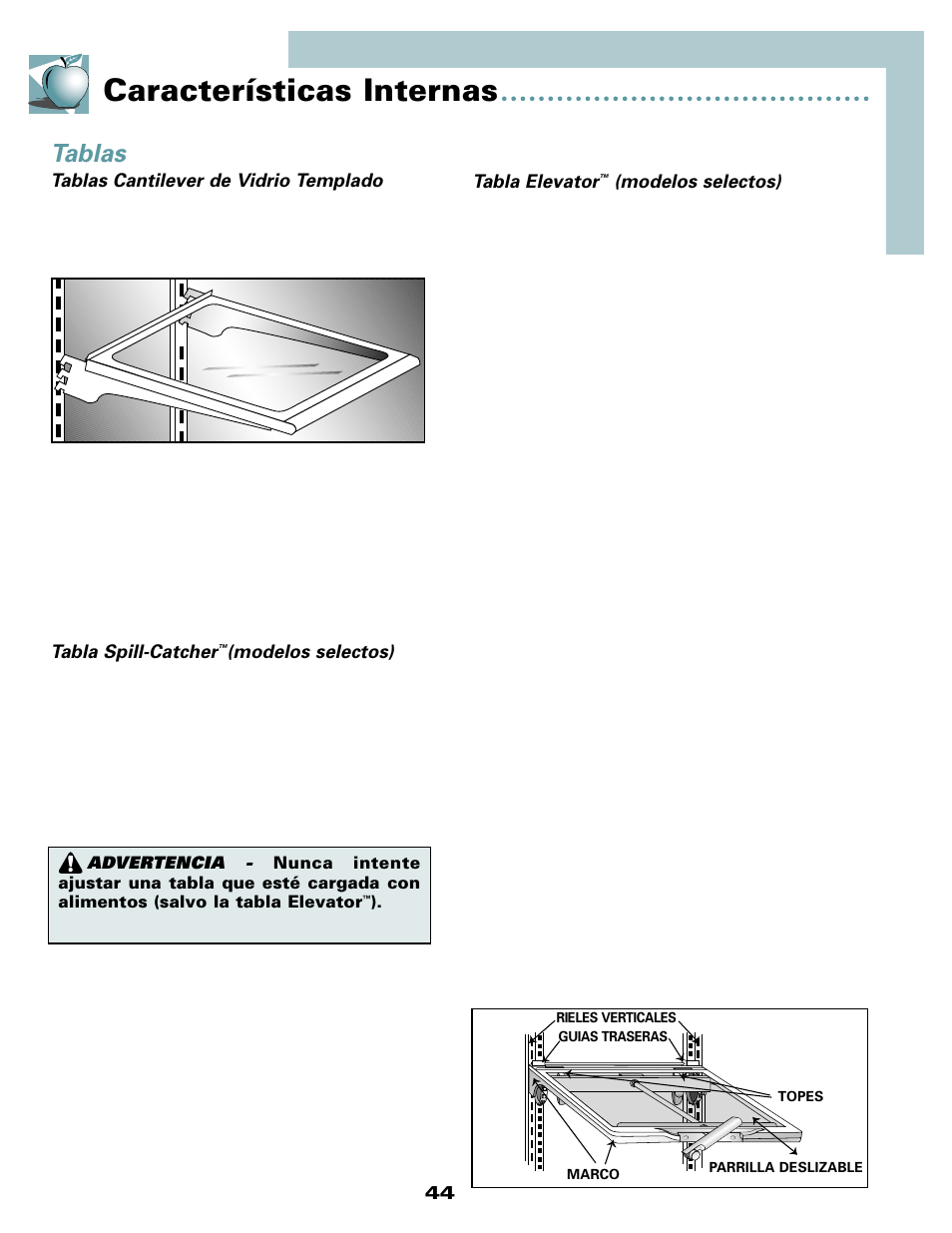 Características internas, Tablas | Maytag MSD2434HEQ User Manual | Page 45 / 60