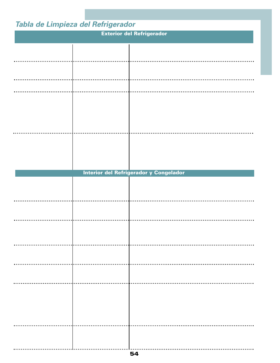Tabla de limpieza del refrigerador | Maytag MSD2434HEQ User Manual | Page 55 / 60