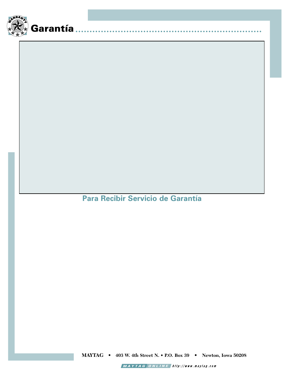 Garantía, Para recibir servicio de garantía | Maytag MSD2434HEQ User Manual | Page 60 / 60