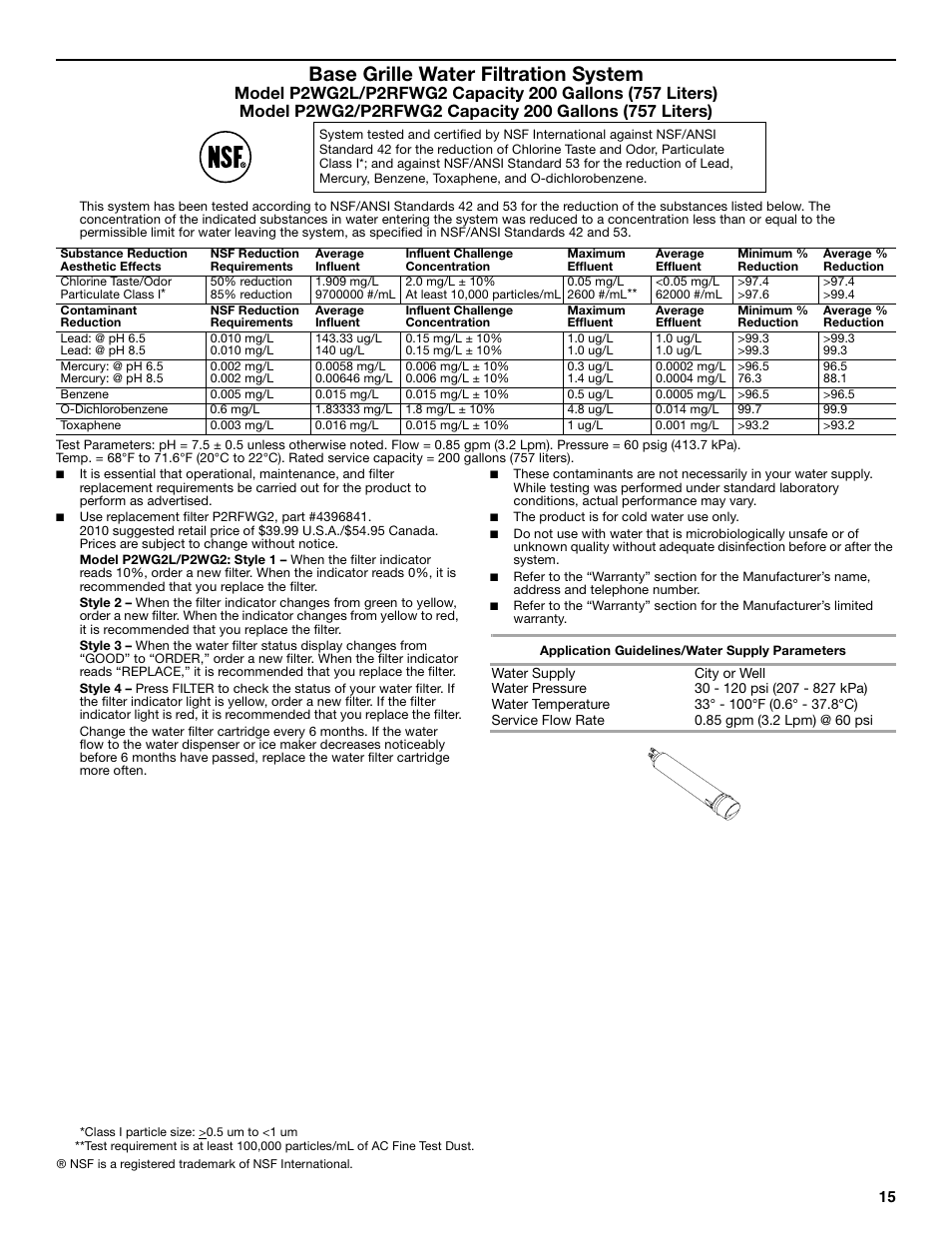 Base grille water filtration system | Maytag MSF22C2EXW User Manual | Page 15 / 54