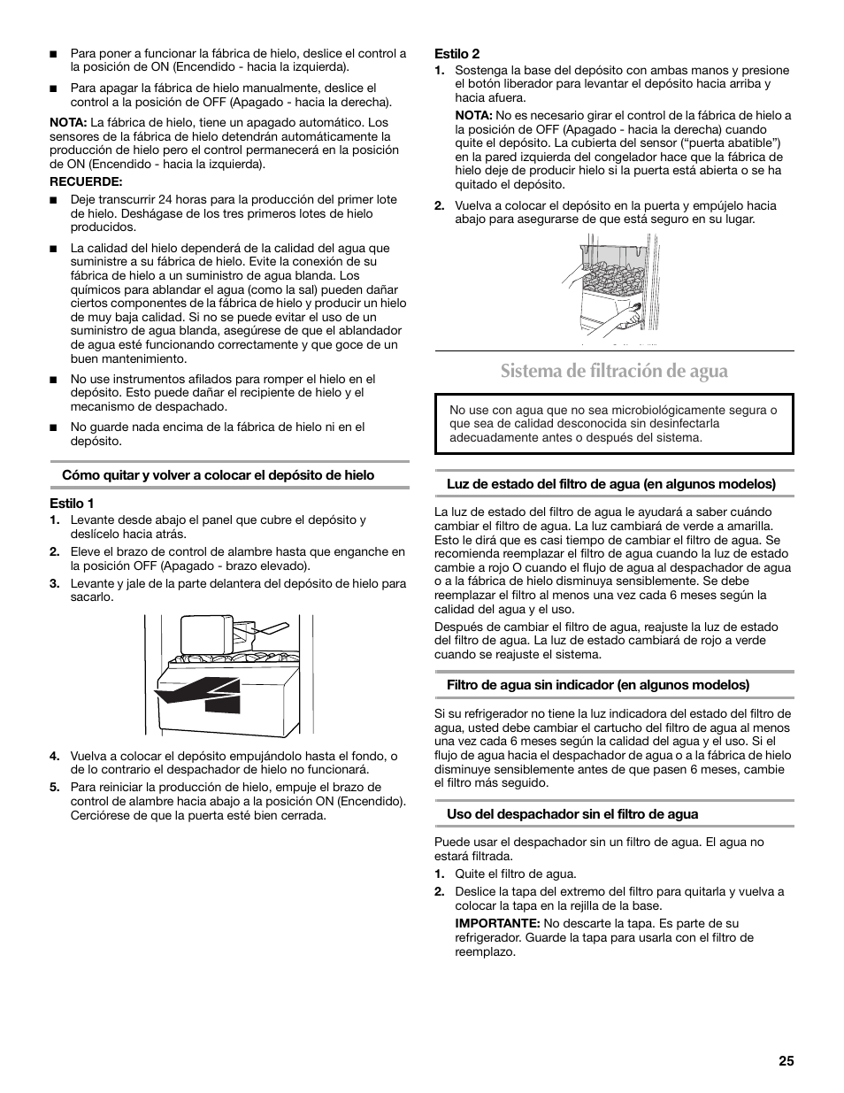 Sistema de filtración de agua | Maytag MSF22C2EXW User Manual | Page 25 / 54
