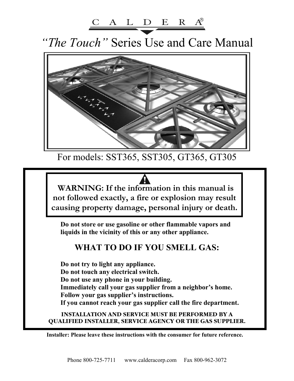 Caldera SST305 User Manual | 12 pages