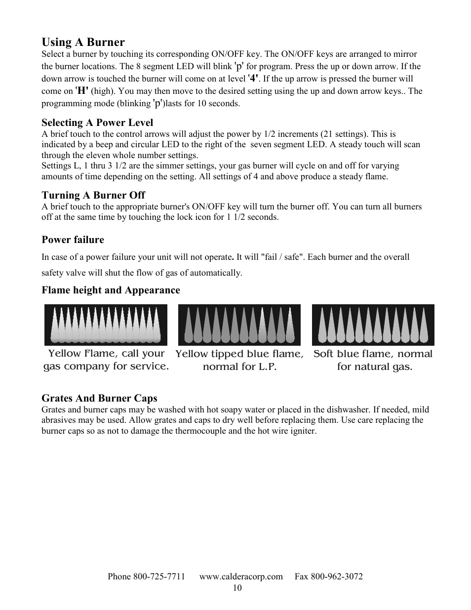 Using a burner | Caldera SST305 User Manual | Page 10 / 12