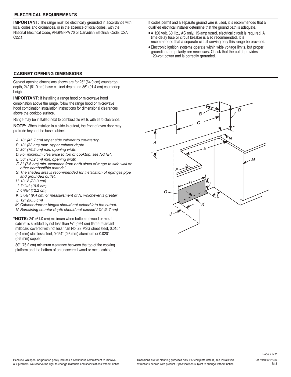 Maytag MGS8880DS Dimension Guide User Manual | Page 2 / 2