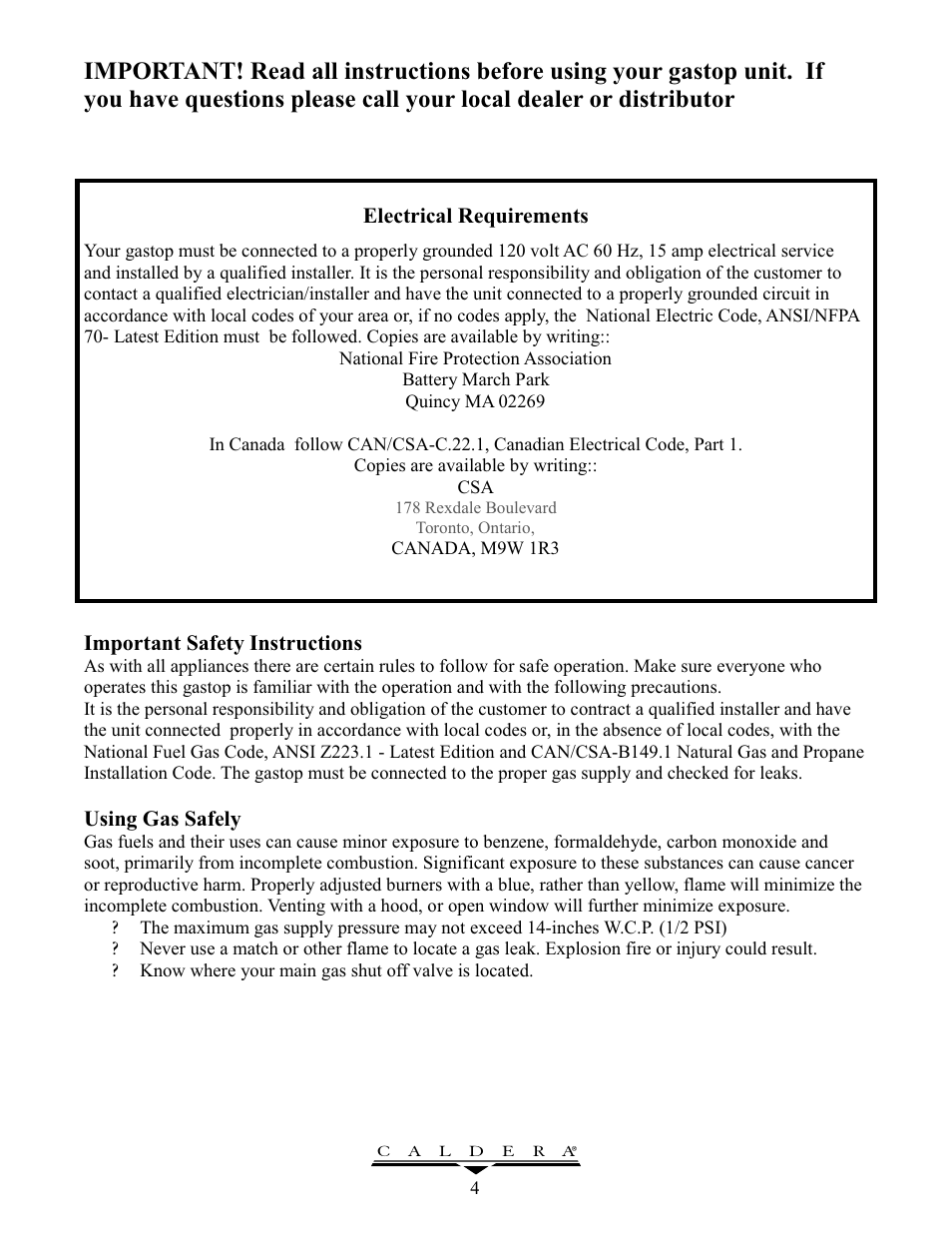Caldera GT305 User Manual | Page 4 / 12