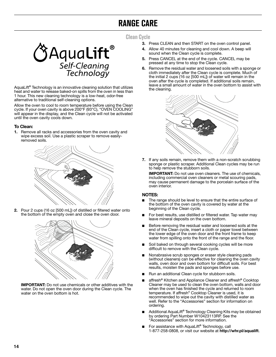 Range care, Clean cycle | Maytag MER8850DS User Manual | Page 14 / 20