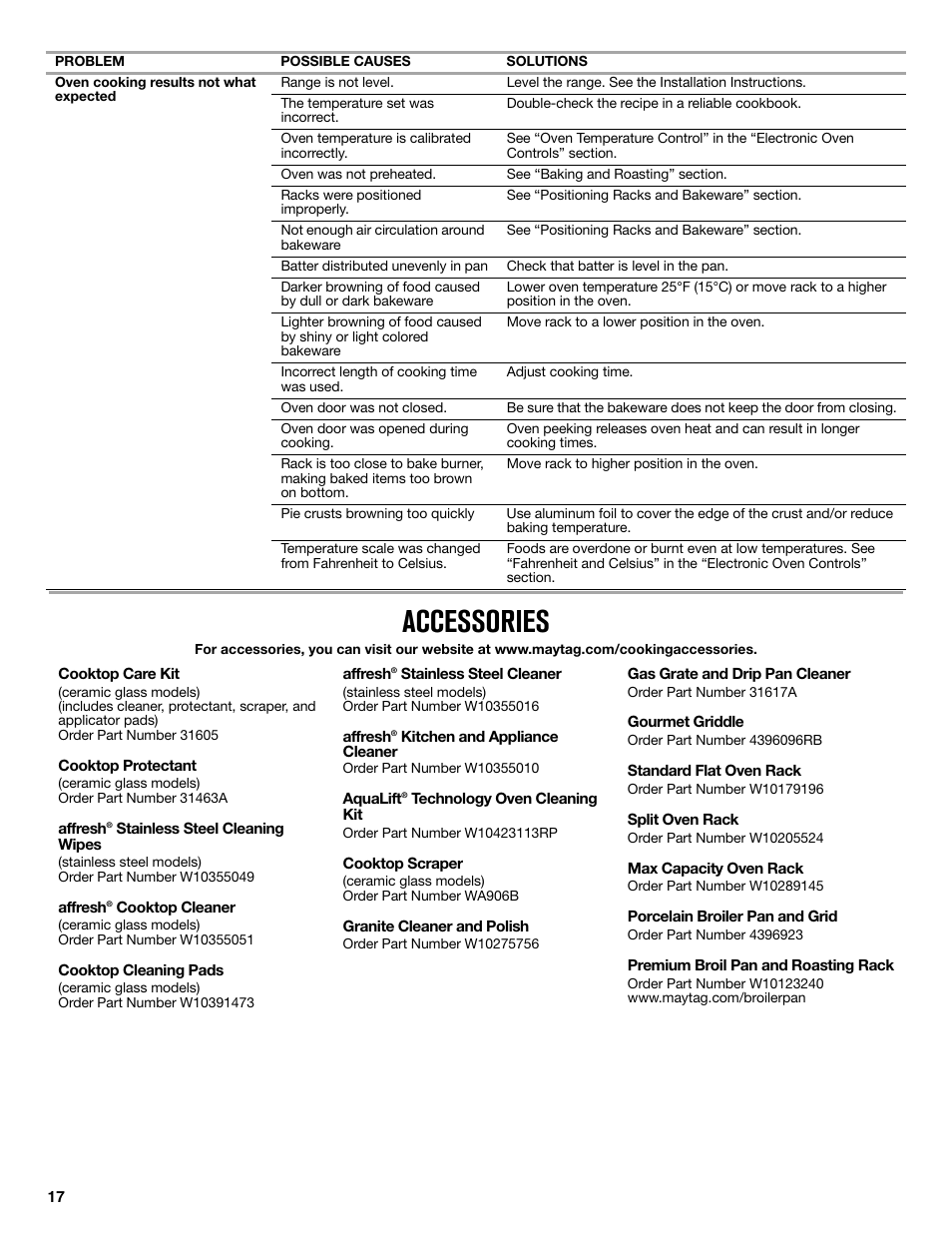 Accessories | Maytag MER8850DS User Manual | Page 17 / 20