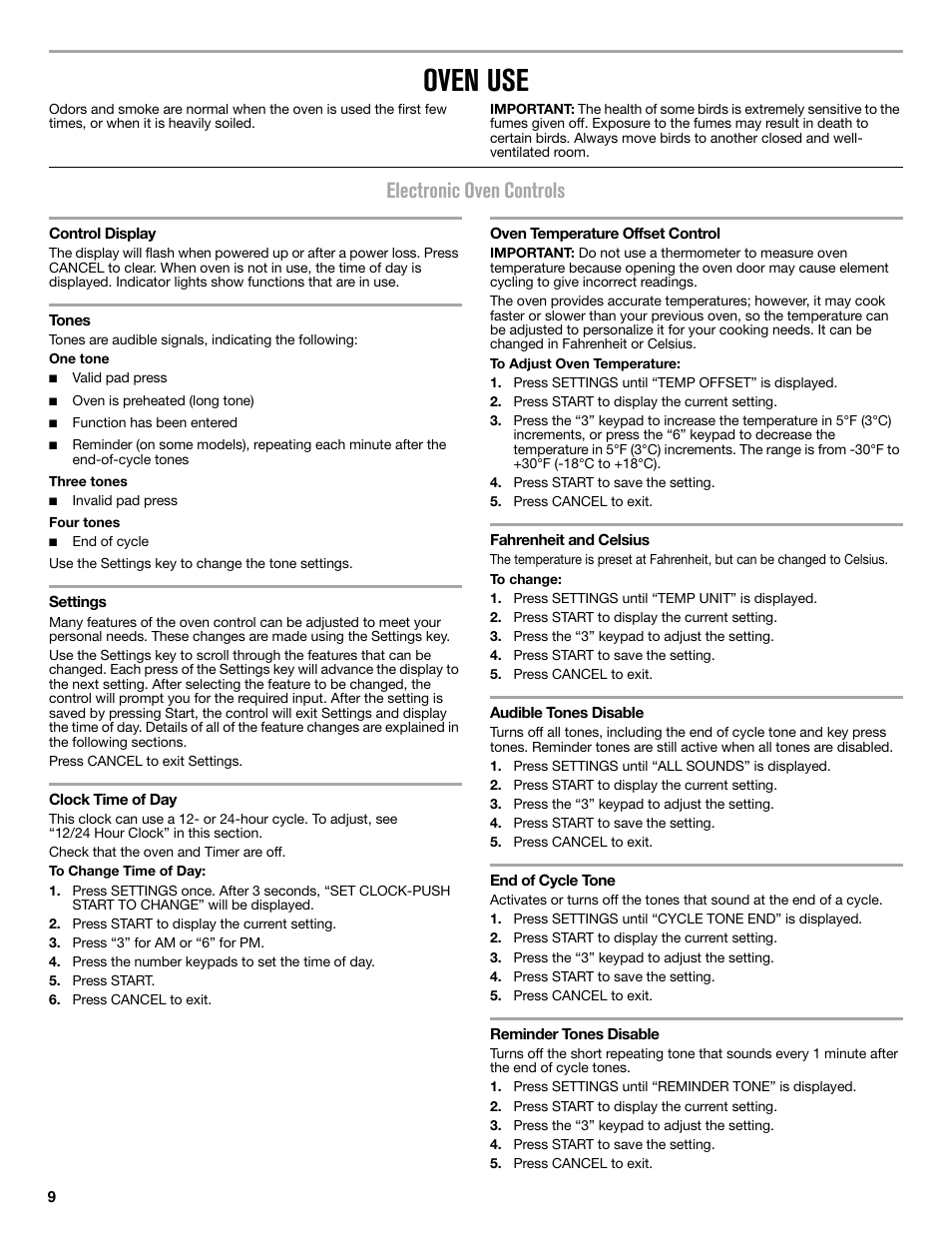 Oven use, Electronic oven controls | Maytag MER8850DS User Manual | Page 9 / 20