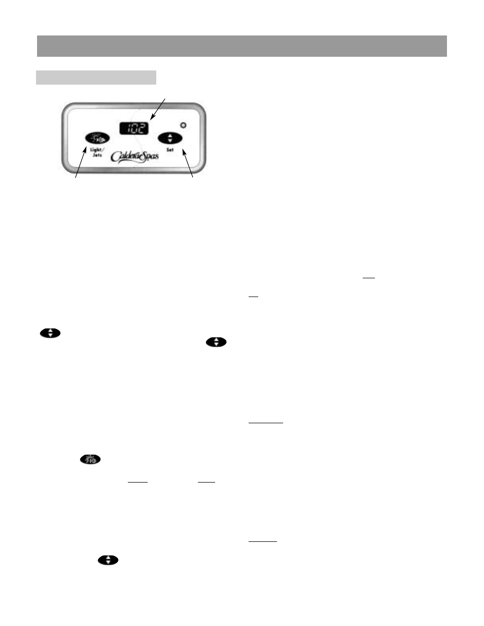 Operating instructions, Spa-side control operation, Spa-side controls | Caldera Highland Series User Manual | Page 8 / 16