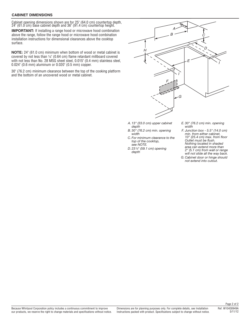 Maytag GY399LXUS Dimension Guide User Manual | Page 2 / 2