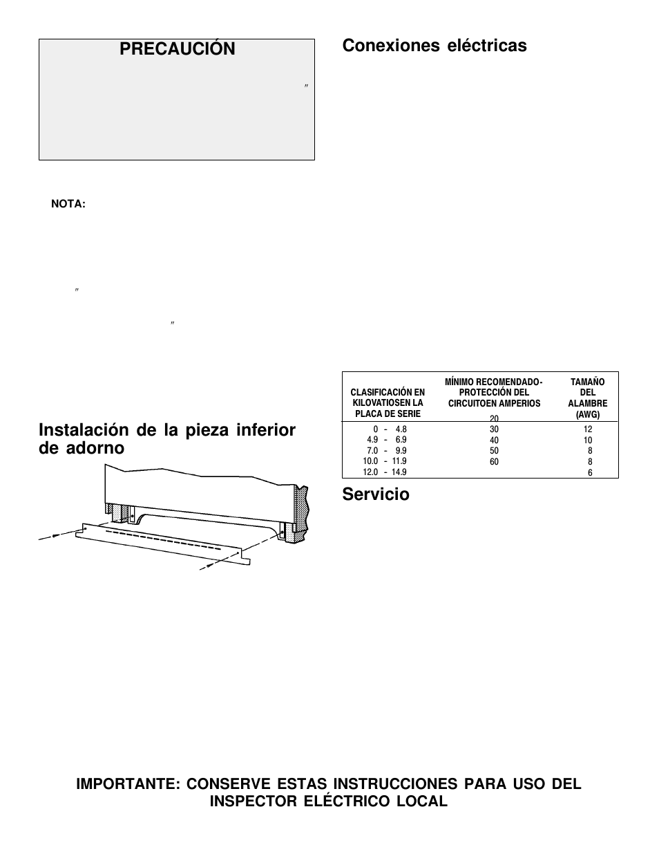 Precaución, Servicio | Maytag MEW6630DDQ User Manual | Page 4 / 6