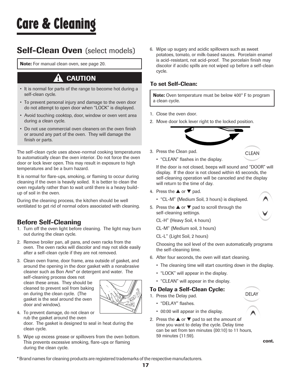 Care & cleaning, Self-clean oven, Select models) | Caution, Before self-cleaning | Maytag JW9633 User Manual | Page 18 / 80