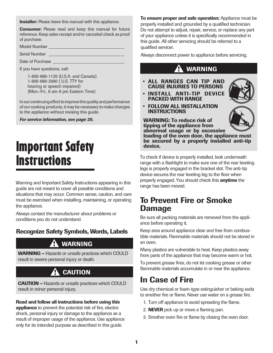 Important safety instructions | Maytag JW9633 User Manual | Page 2 / 80