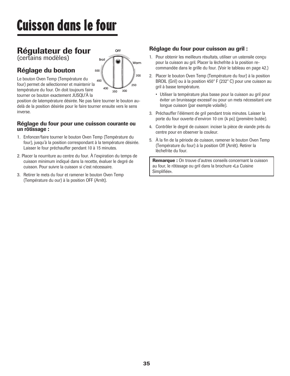 Cuisson dans le four, Régulateur de four | Maytag JW9633 User Manual | Page 36 / 80