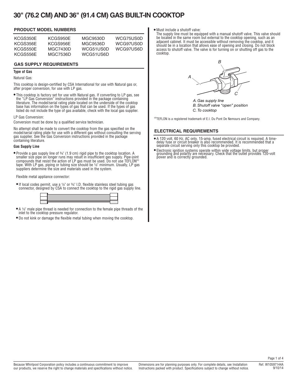 Maytag MGC9536DS Dimension Guide User Manual | 4 pages