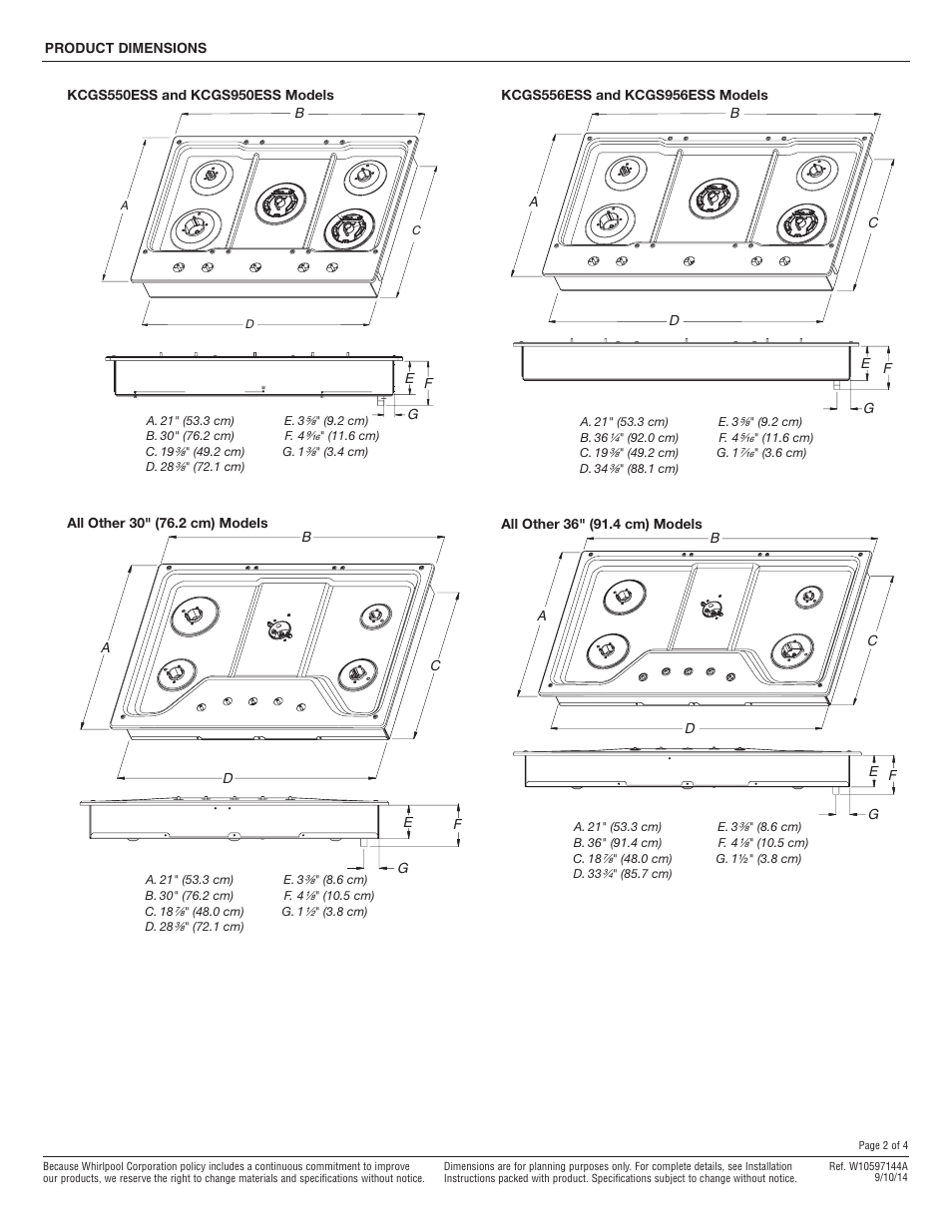 Maytag MGC9536DS Dimension Guide User Manual | Page 2 / 4