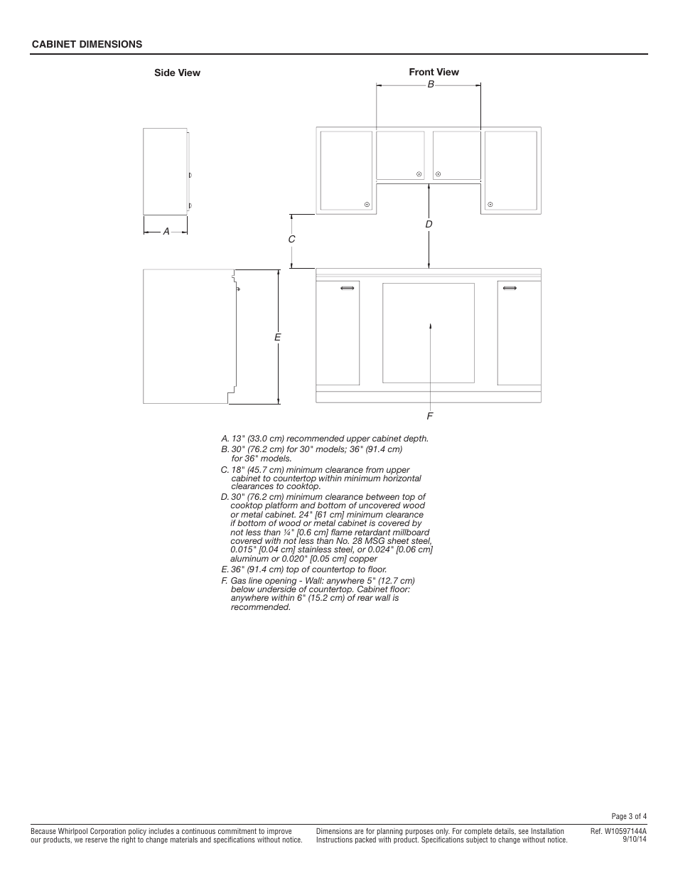 Maytag MGC9536DS Dimension Guide User Manual | Page 3 / 4