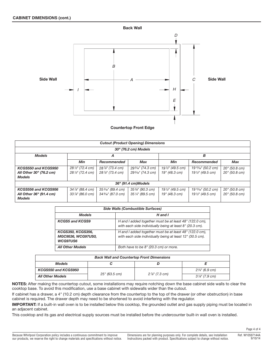 Maytag MGC9536DS Dimension Guide User Manual | Page 4 / 4