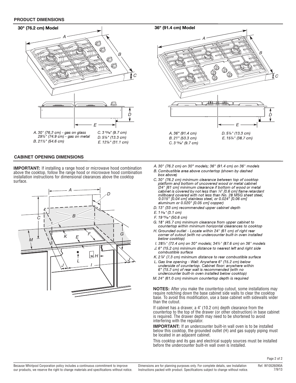 Maytag MGC7536WS Dimension Guide User Manual | Page 2 / 2