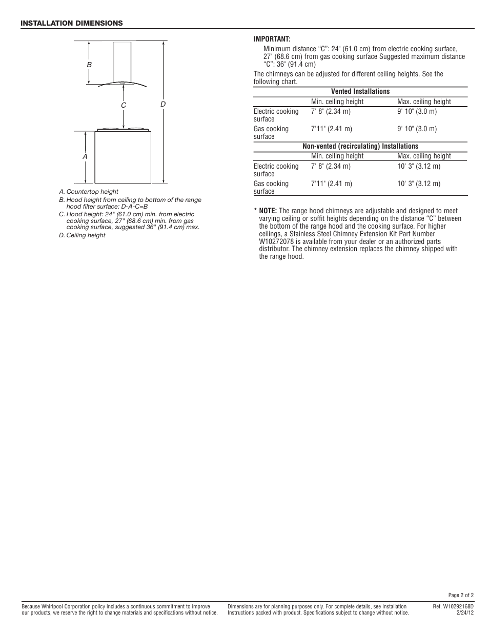 Maytag GXI6536DXS Dimension Guide User Manual | Page 2 / 2