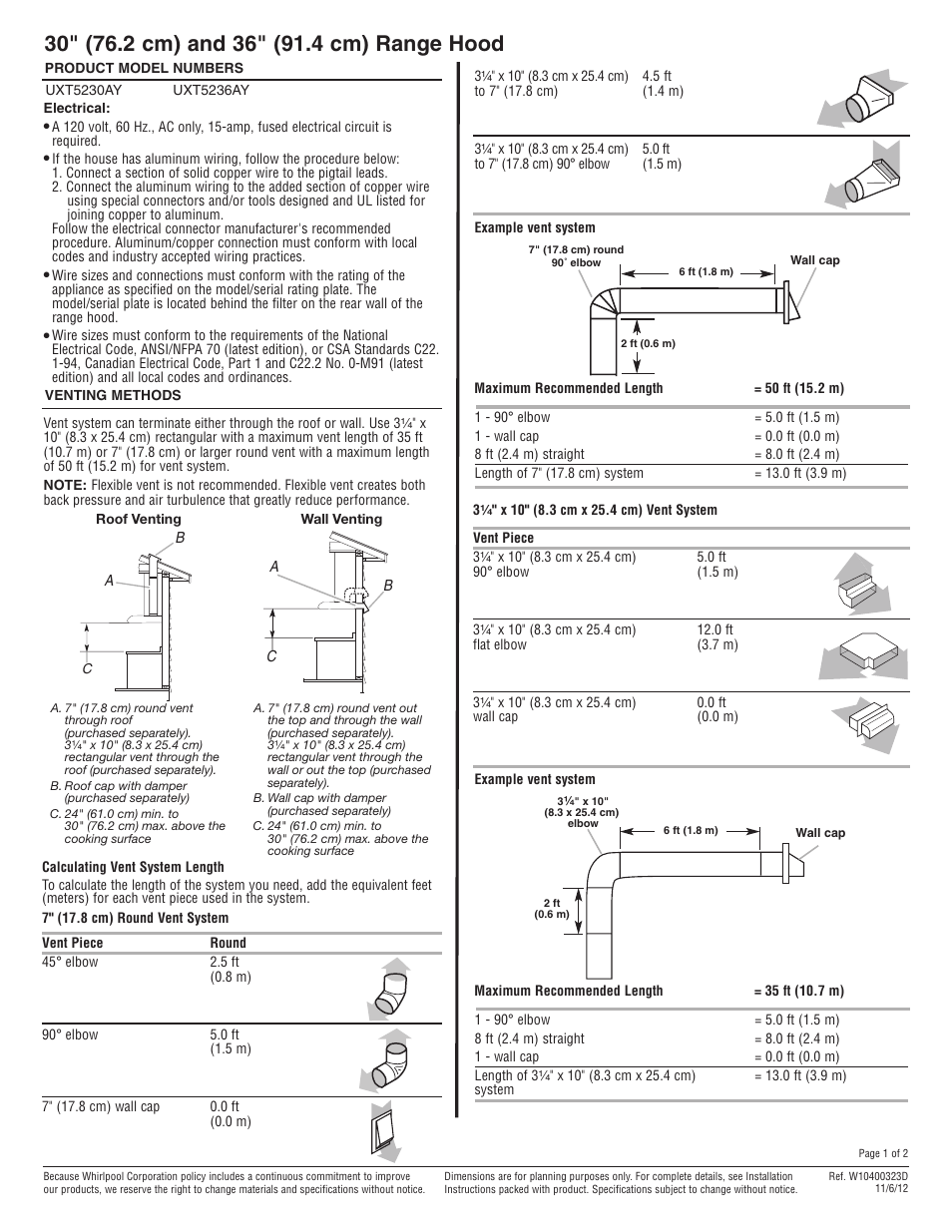 Maytag UXT5230AYS Dimension Guide User Manual | 2 pages