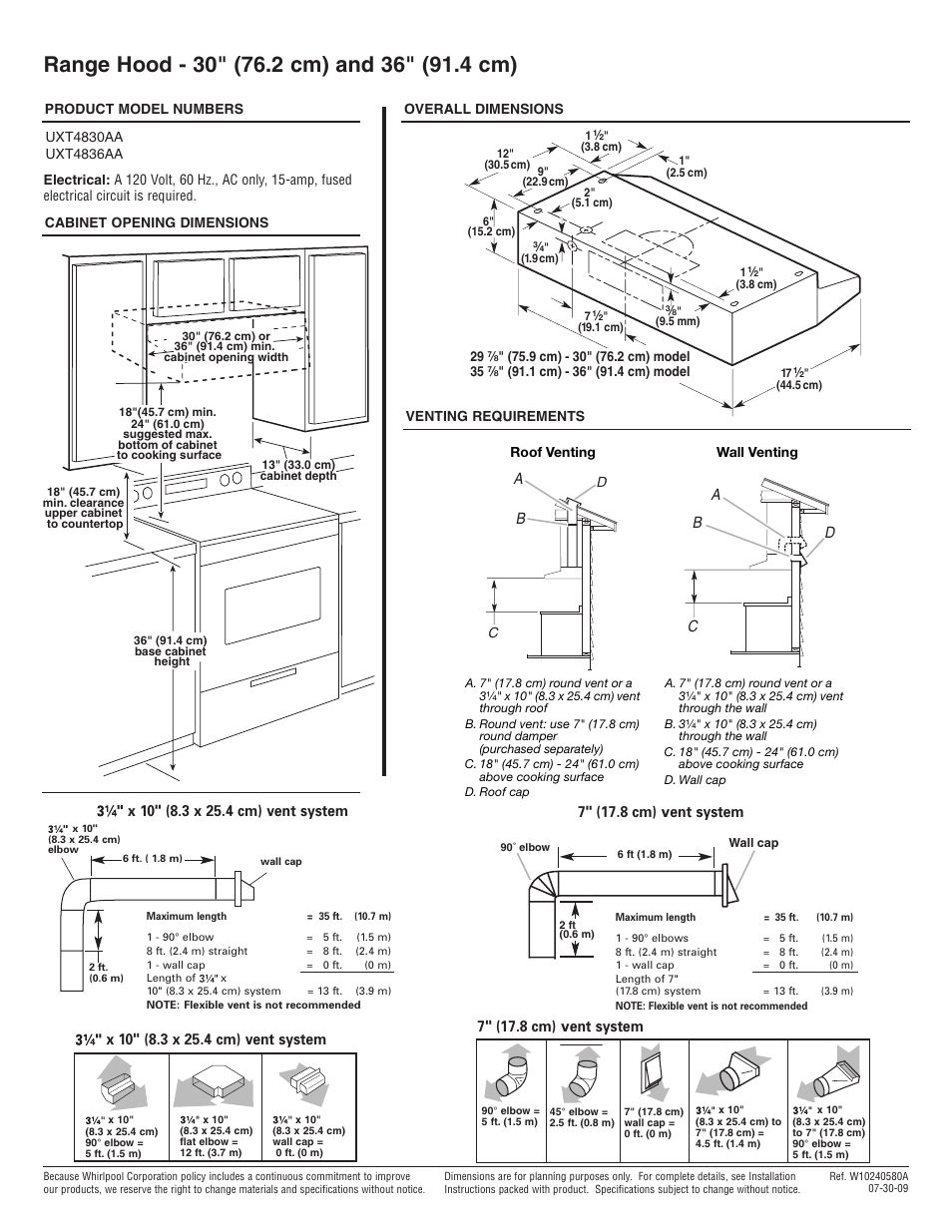 Maytag UXT4836AAS Dimension Guide User Manual | 1 page